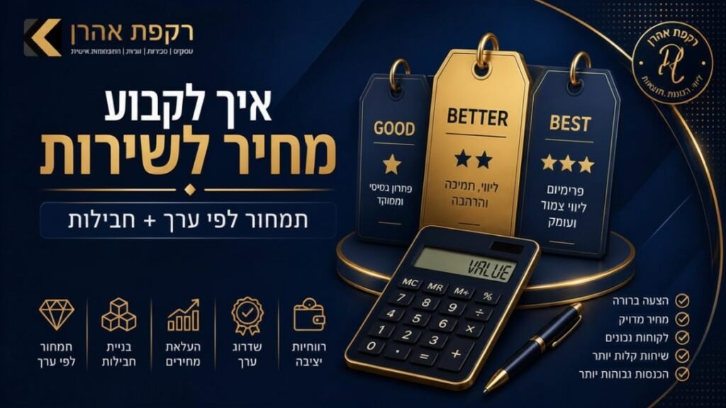 איך לקבוע מחיר לשירות: תמחור לפי ערך + חבילות